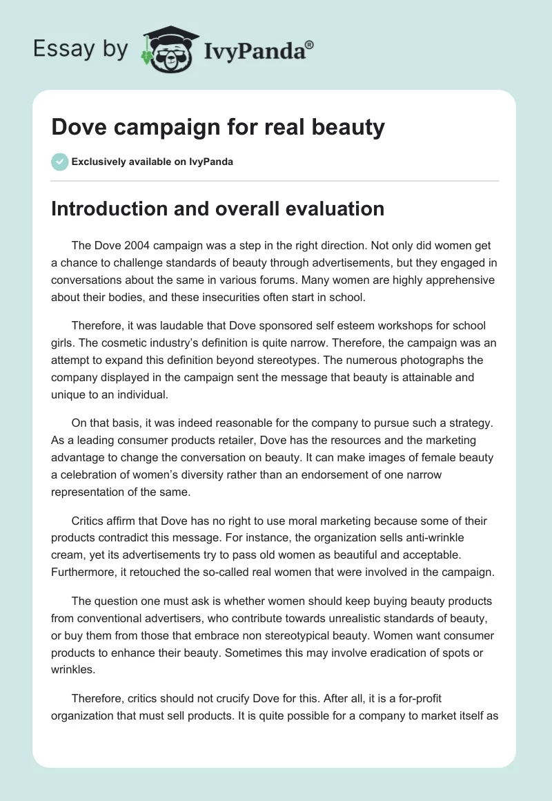 Dove Campaign for Real Beauty. Page 1