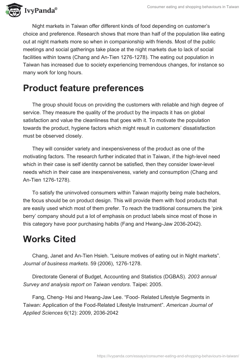 Consumer eating and shopping behaviours in Taiwan. Page 2