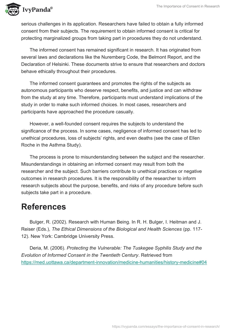 The Importance of Consent in Research. Page 2