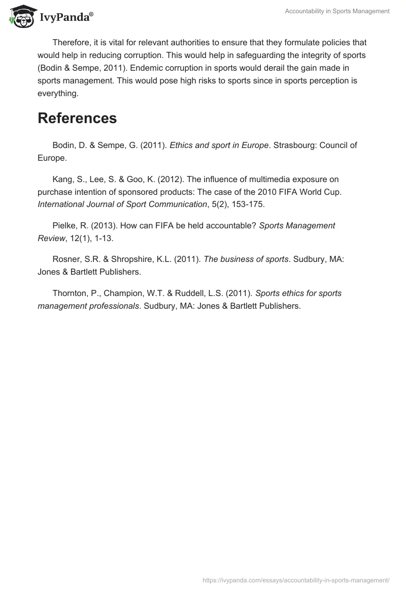 Accountability in Sports Management. Page 4