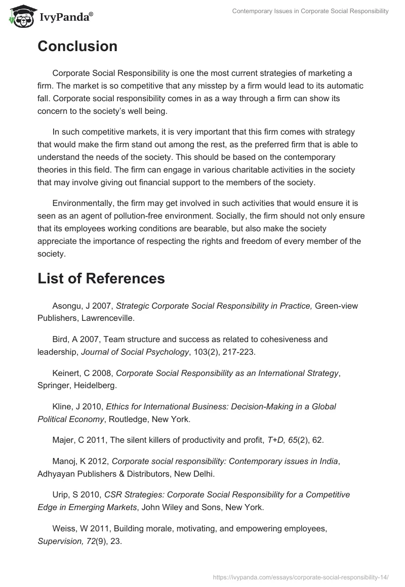 Contemporary Issues in Corporate Social Responsibility. Page 4