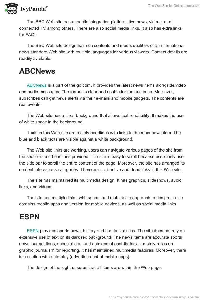 The Web Site for Online Journalism. Page 3