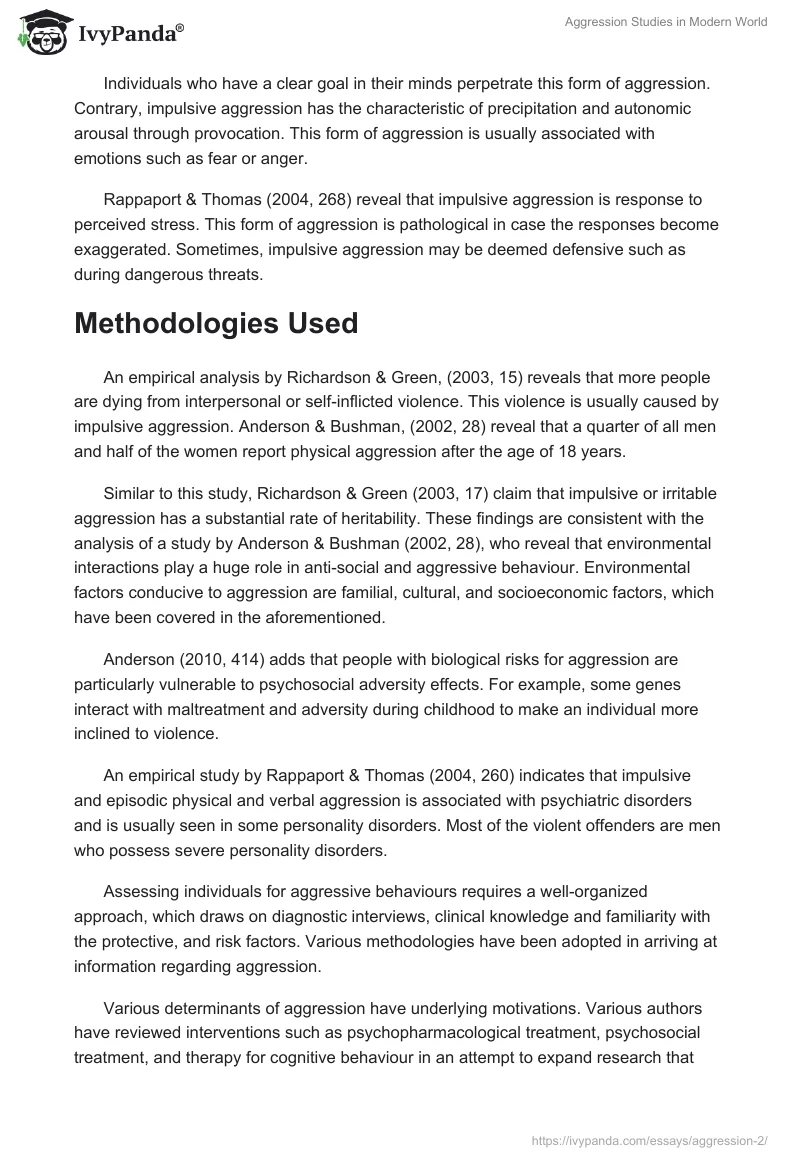 Aggression Studies in Modern World. Page 2