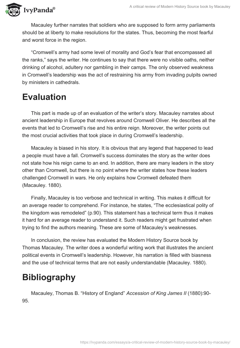 A critical review of Modern History Source book by Macauley. Page 2