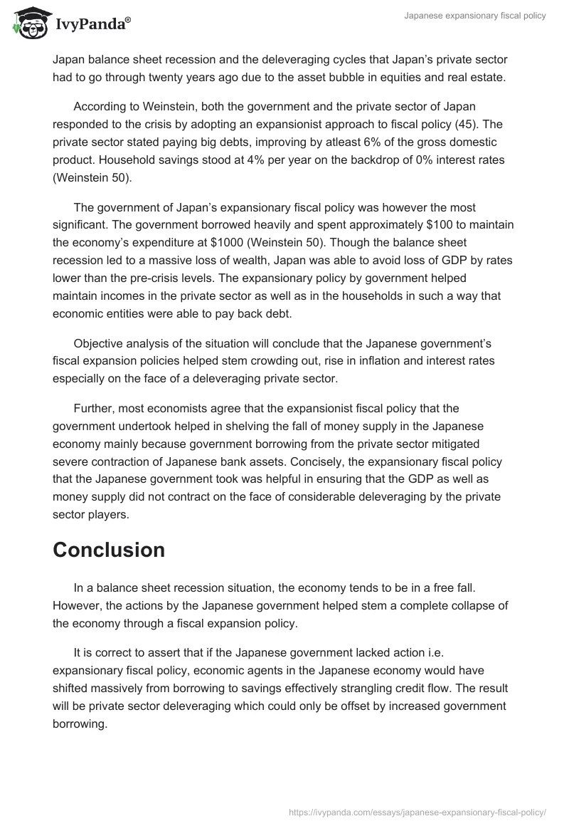 Japanese expansionary fiscal policy. Page 3