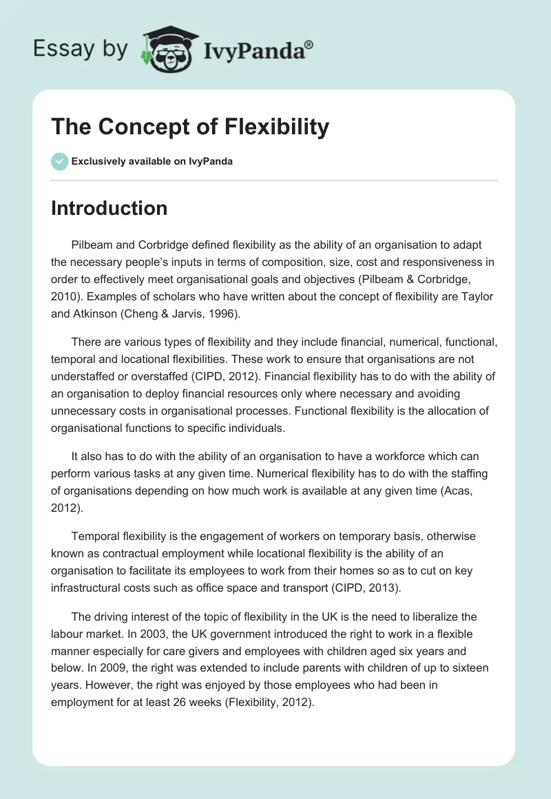 The Concept of Flexibility. Page 1