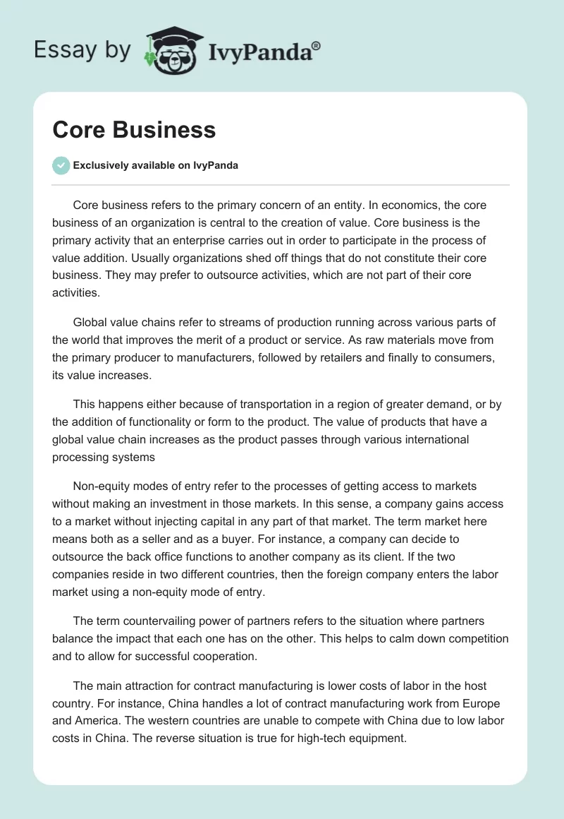 Core Business. Page 1