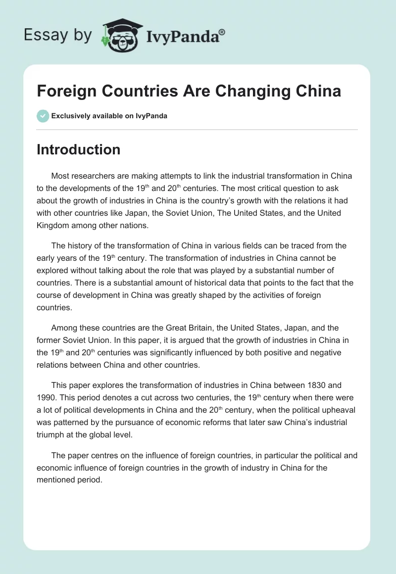 Foreign Countries Are Changing China. Page 1