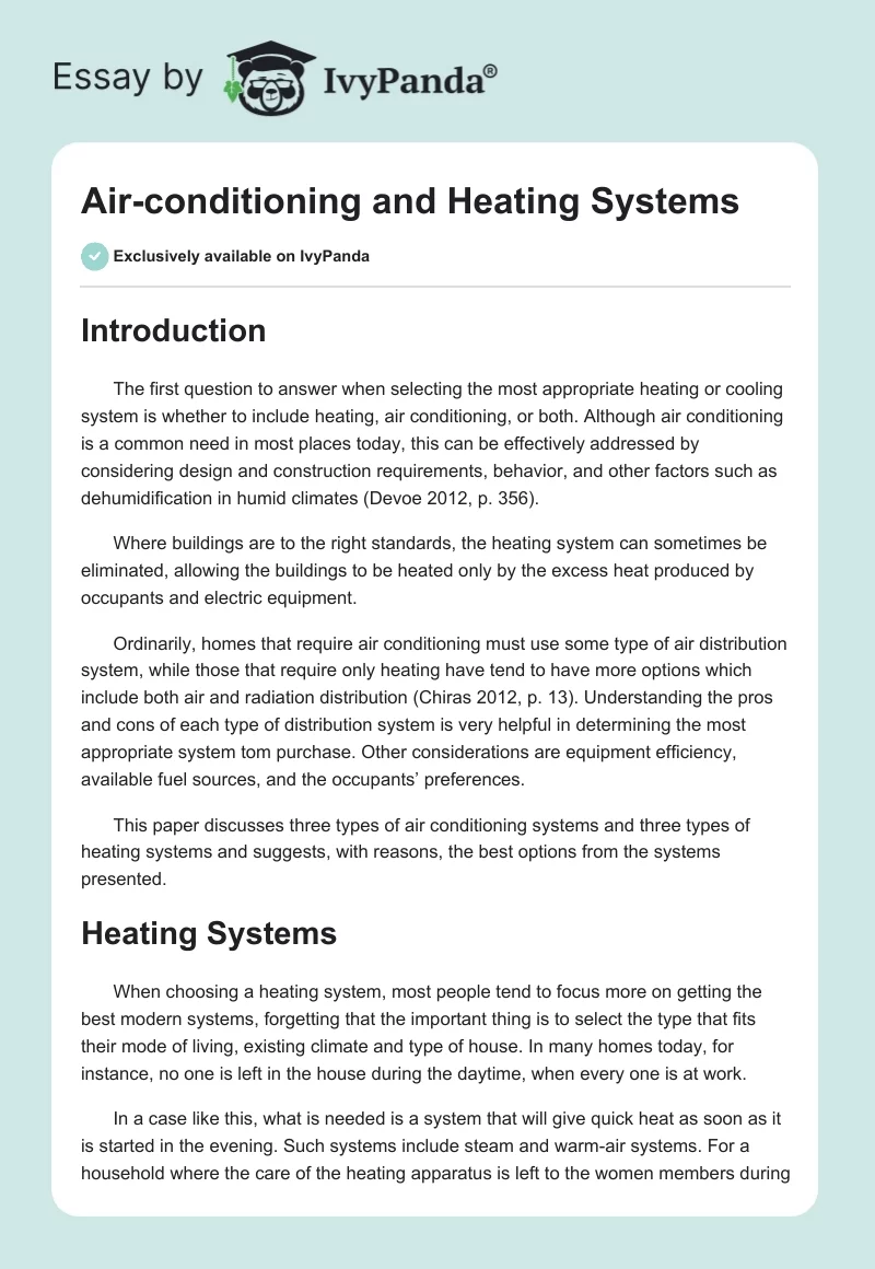 Air-conditioning and Heating Systems. Page 1