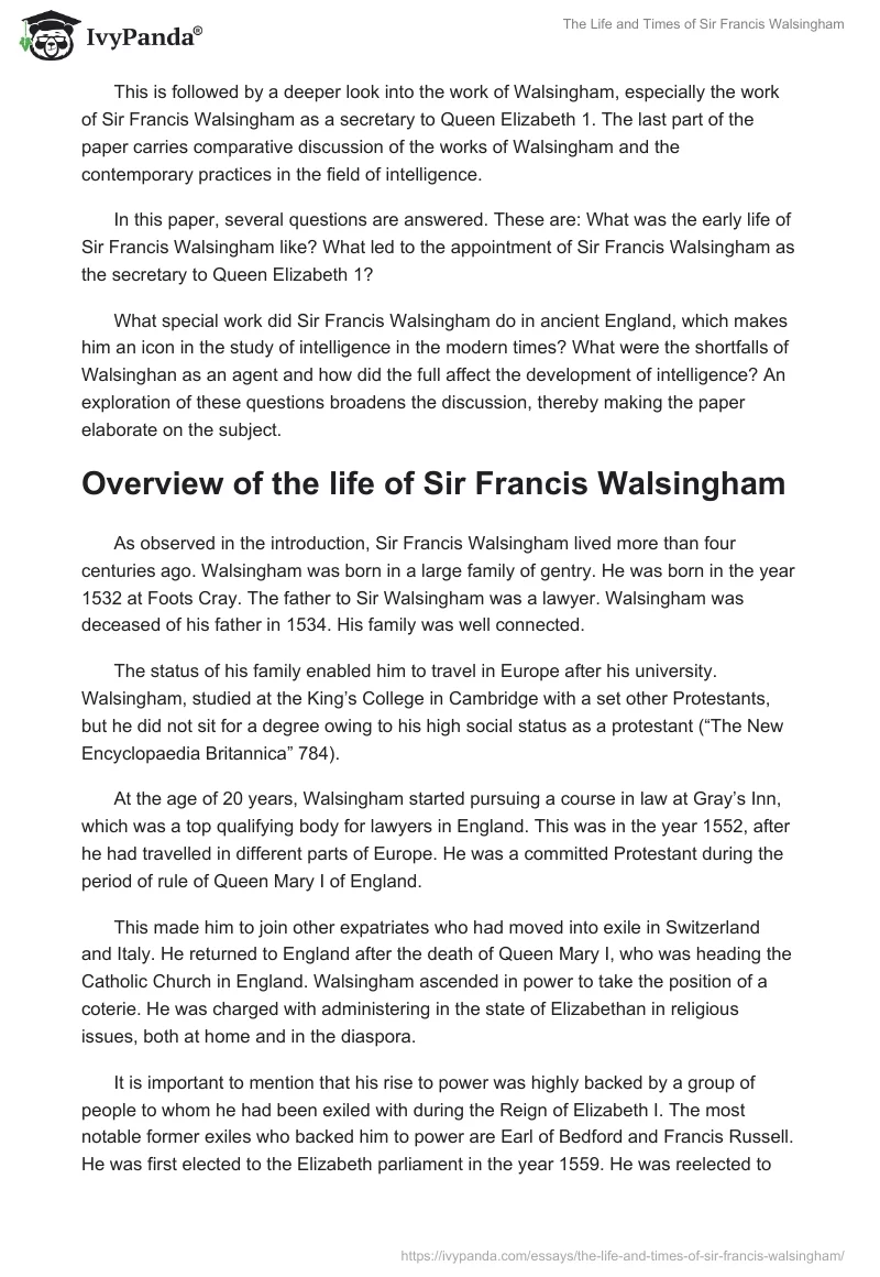 The Life and Times of Sir Francis Walsingham. Page 2