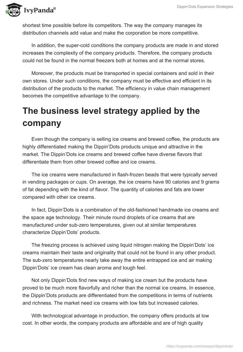 Dippin’Dots Expansion Strategies. Page 3