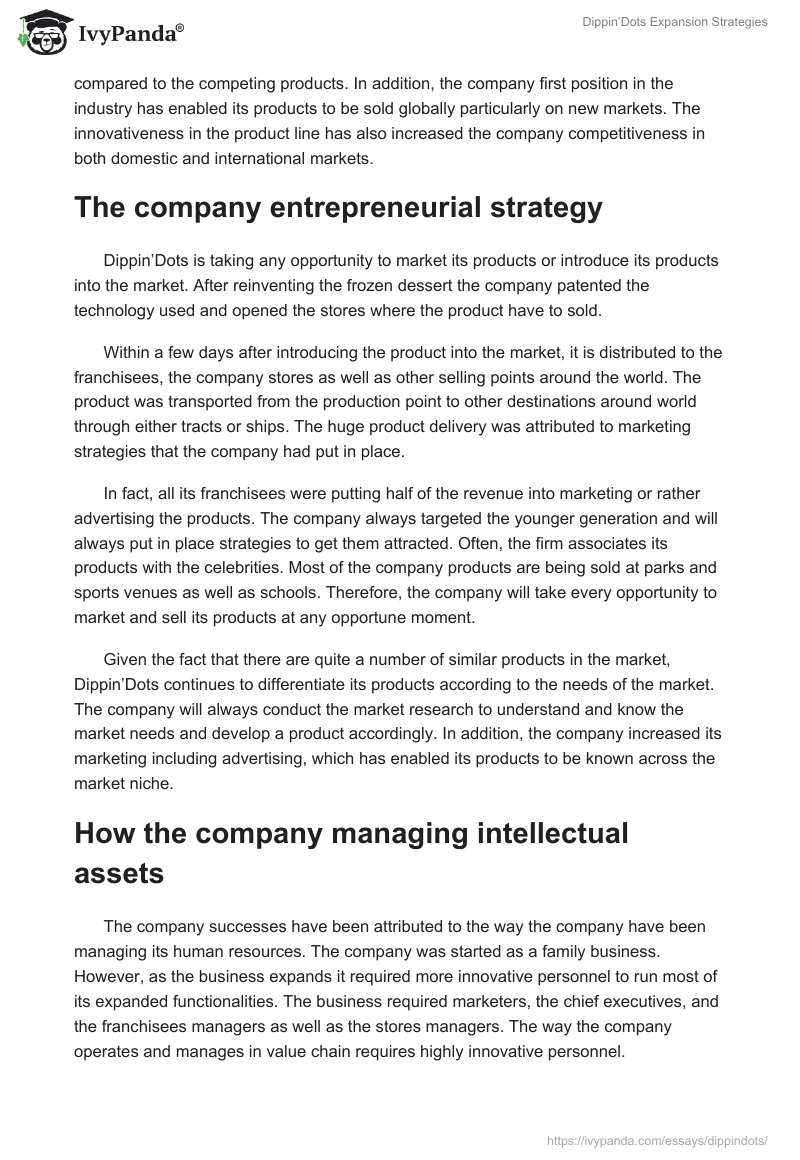 Dippin’Dots Expansion Strategies. Page 4