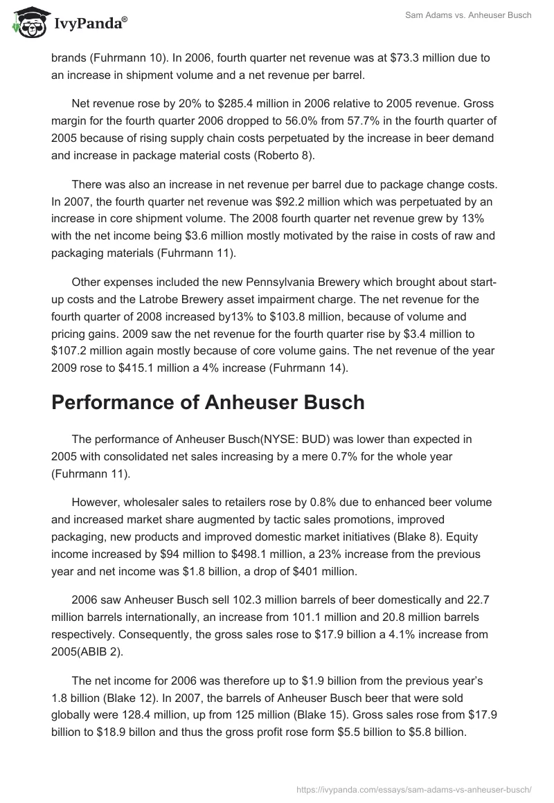 Sam Adams vs. Anheuser Busch. Page 2