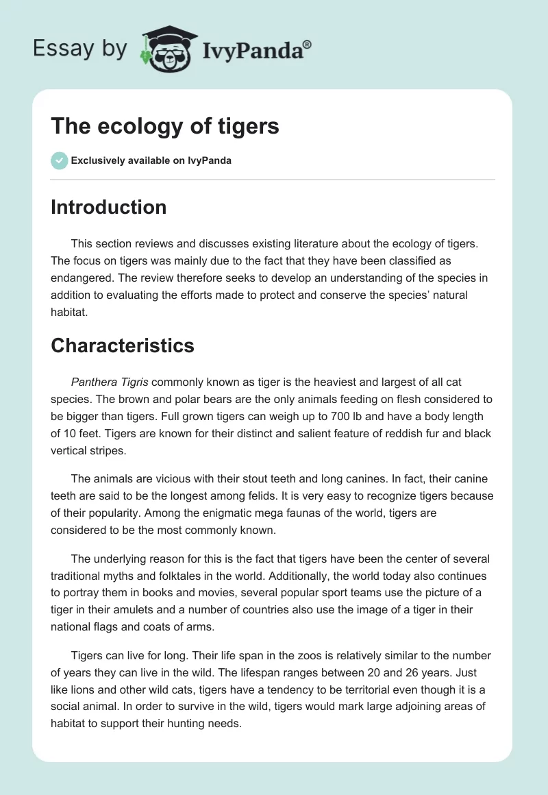 The ecology of tigers. Page 1