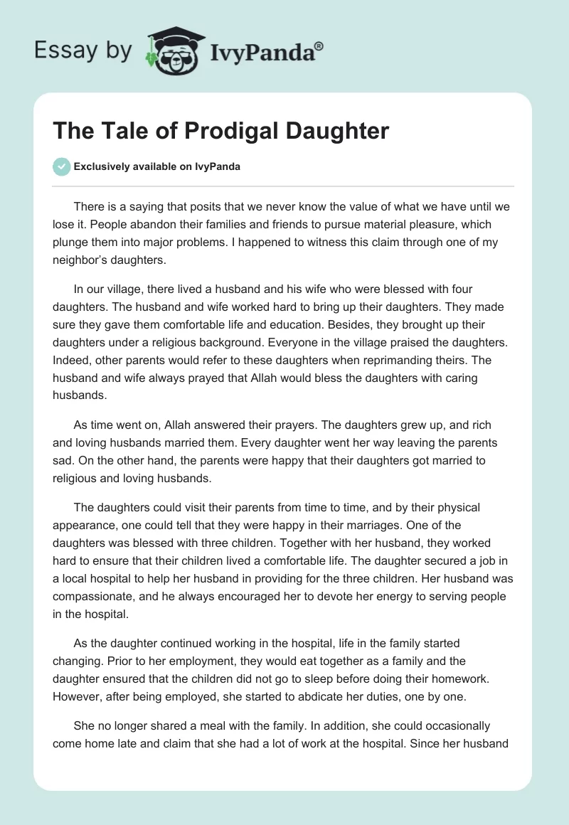 The Tale of Prodigal Daughter. Page 1