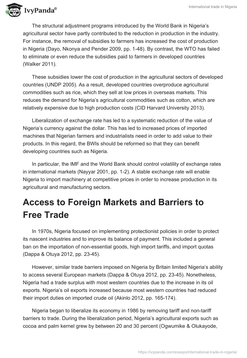 International Trade in Nigeria. Page 2