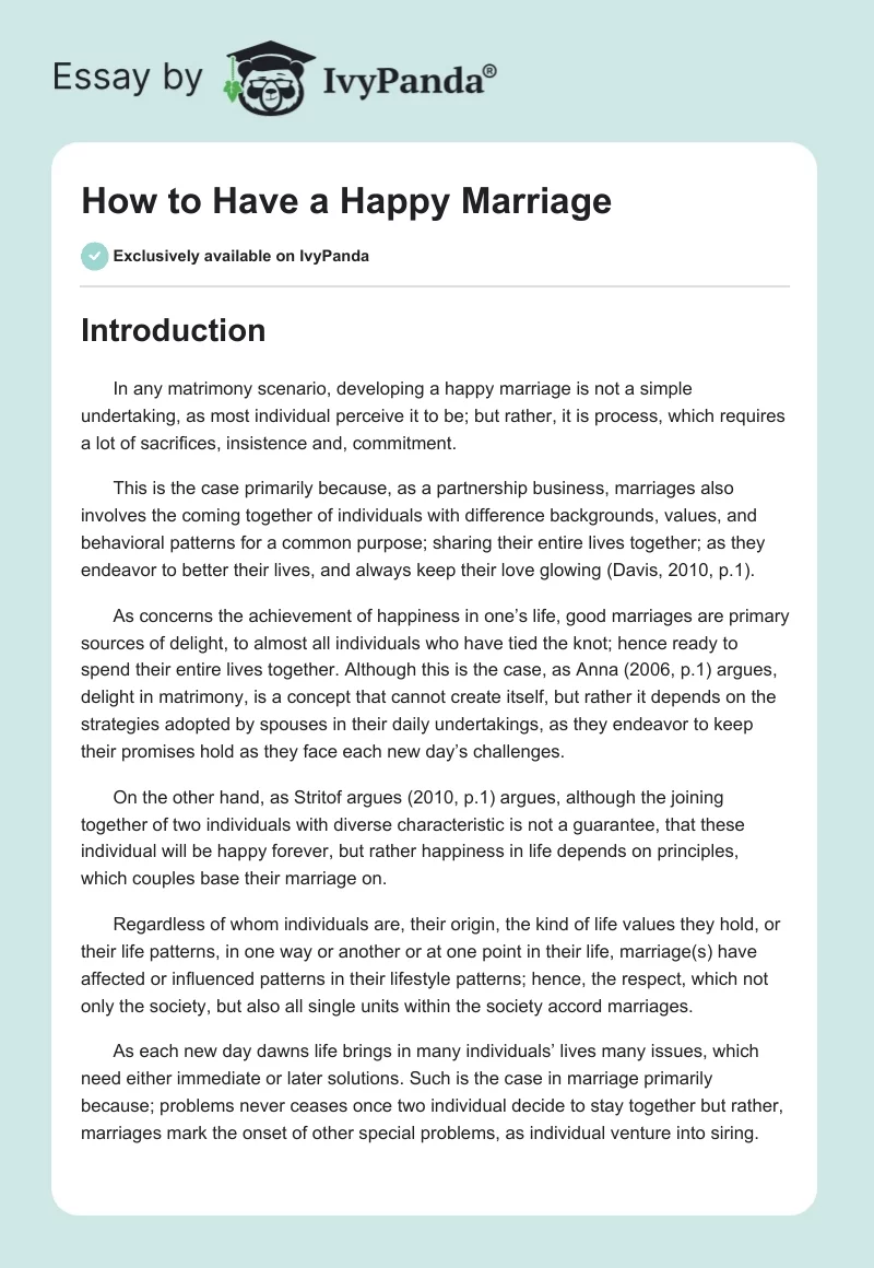 How to Have a Happy Marriage. Page 1