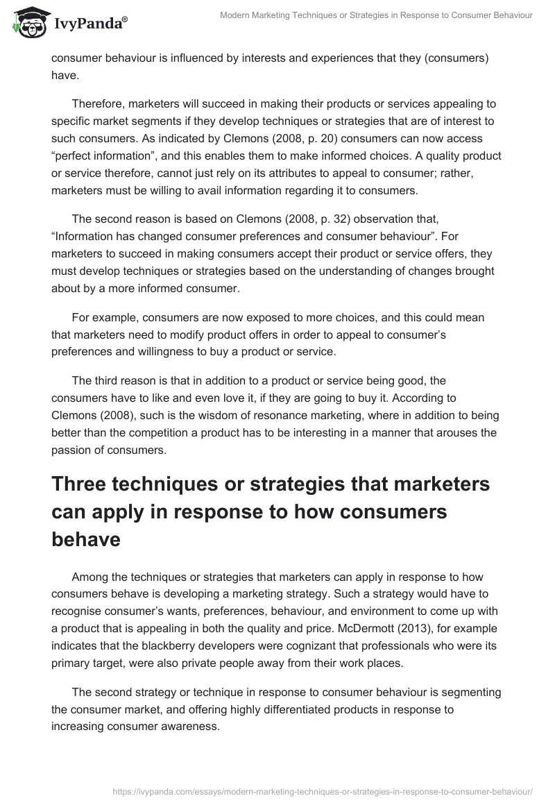 Modern Marketing Techniques or Strategies in Response to Consumer Behaviour. Page 2