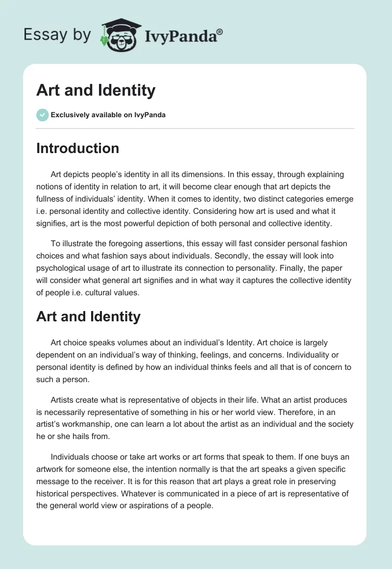 Art and Identity. Page 1