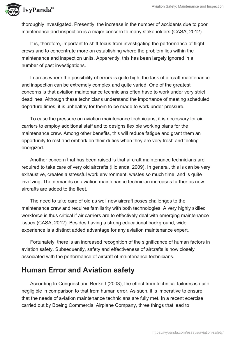 Aviation Safety: Maintenance and Inspection. Page 2