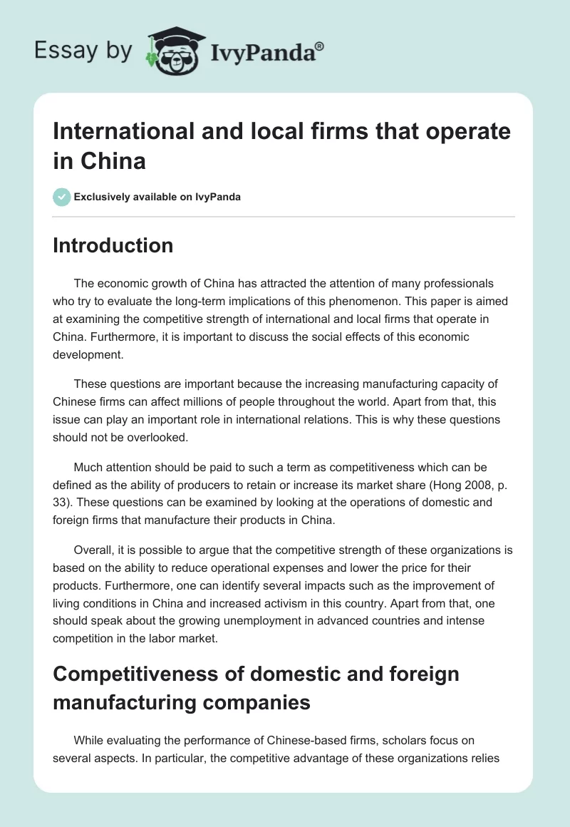 International and local firms that operate in China. Page 1