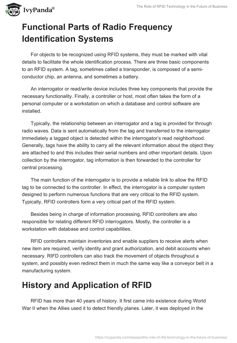 The Role of RFID Technology in the Future of Business. Page 2