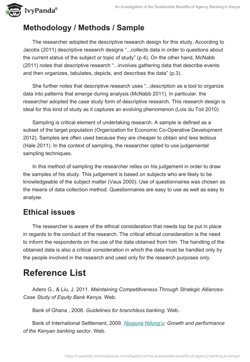An Investigation of the Sustainable Benefits of Agency Banking in Kenya. Page 5
