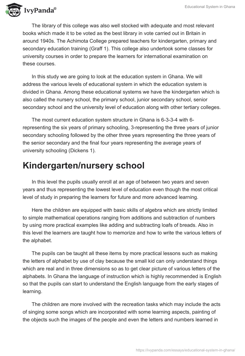 Educational System in Ghana. Page 2