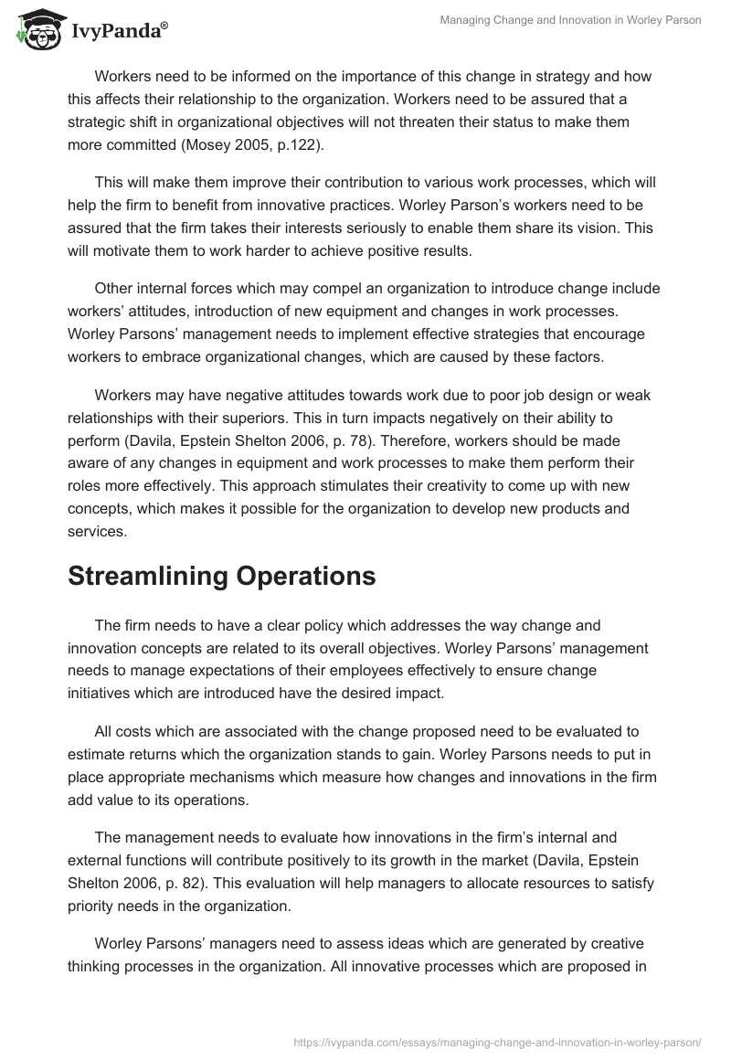 Managing Change and Innovation in Worley Parson. Page 3