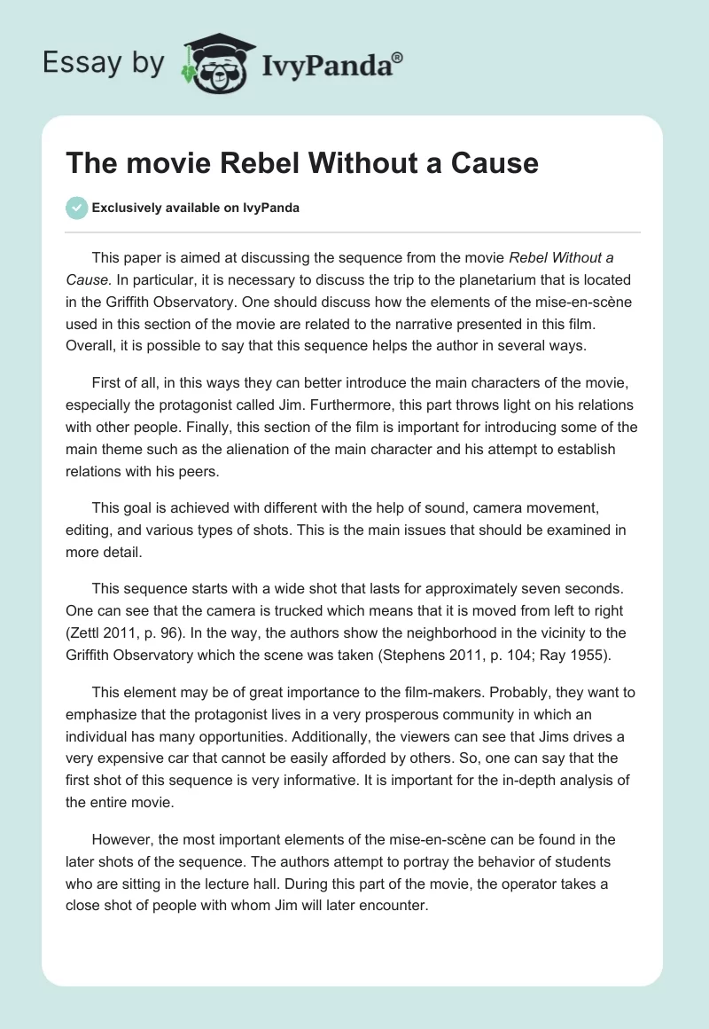 The Movie Rebel Without a Cause. Page 1