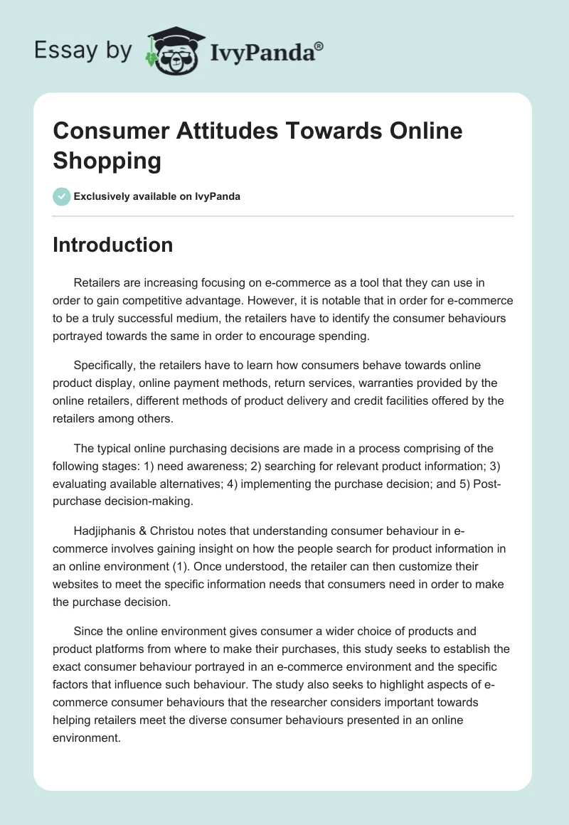 Consumer Attitudes Towards Online Shopping. Page 1