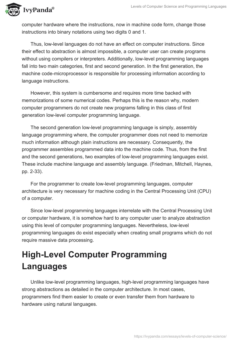 Levels of Computer Science and Programming Languages. Page 2