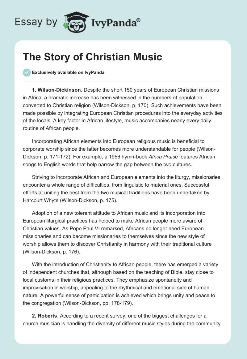 The Story of Christian Music. Page 1