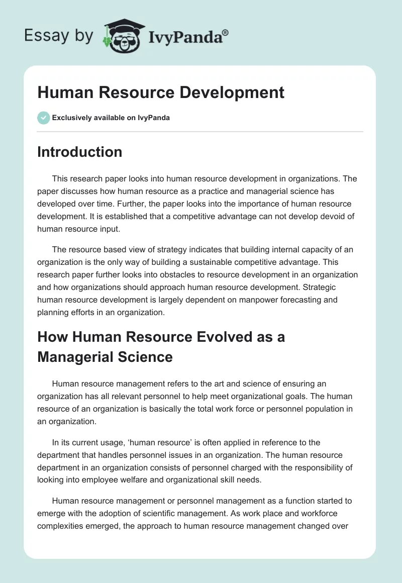 Human Resource Development. Page 1