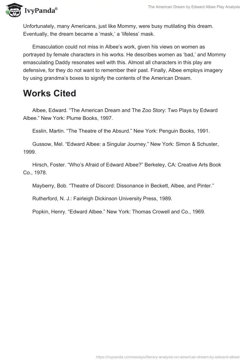 The American Dream by Edward Albee Play Analysis. Page 5