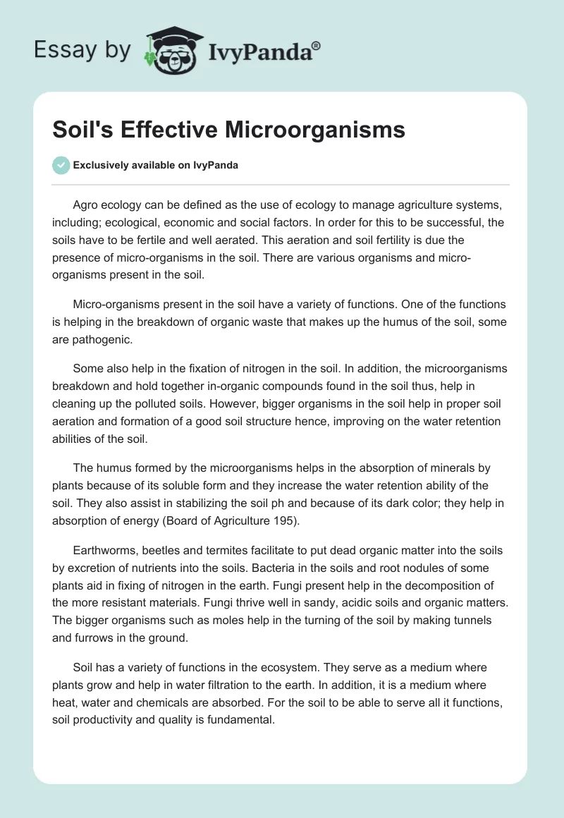 Soil's Effective Microorganisms. Page 1