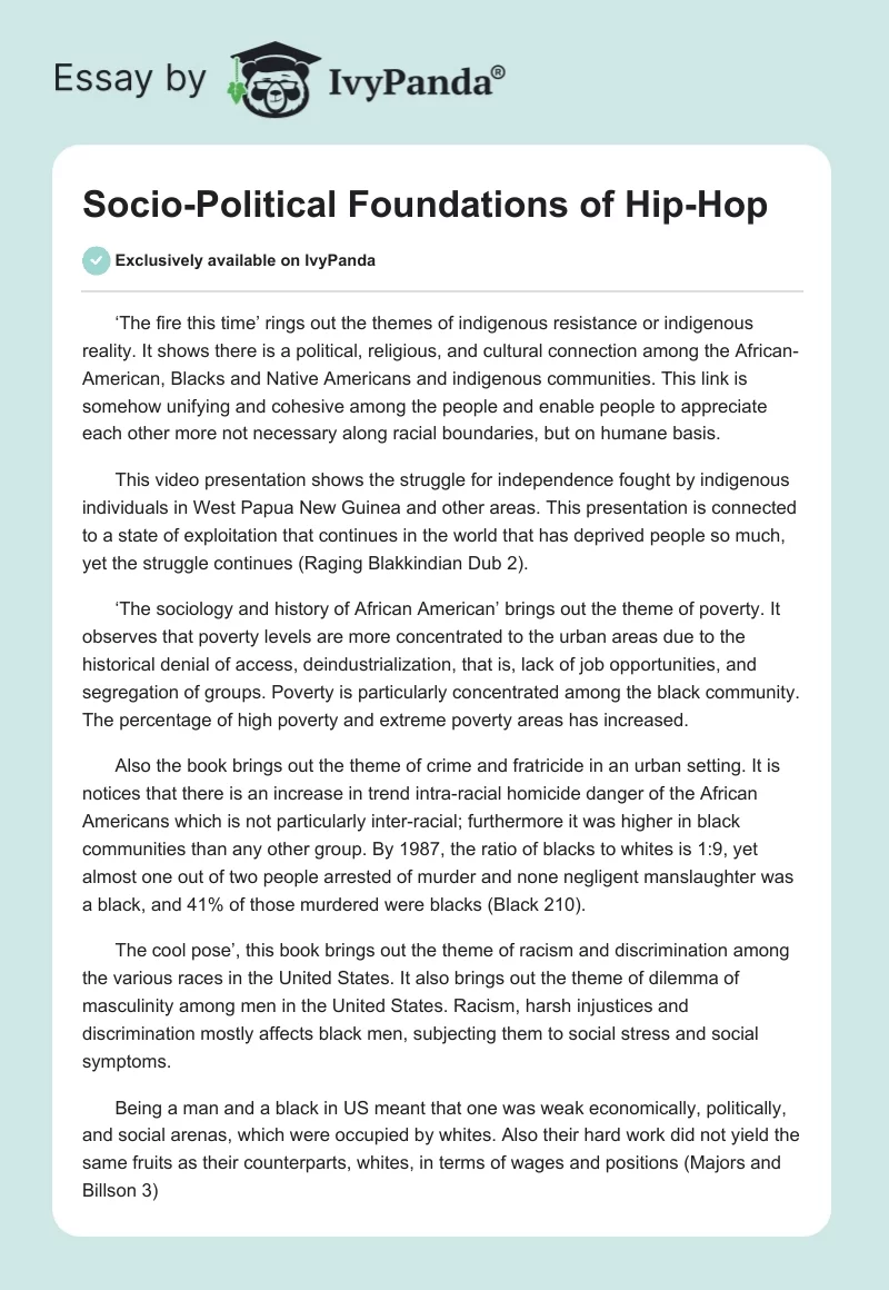 Socio-Political Foundations of Hip-Hop. Page 1