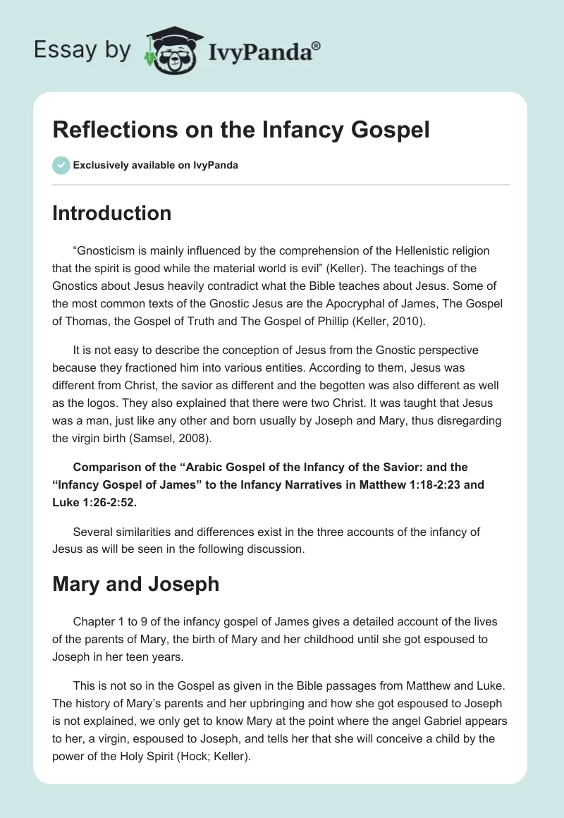 Reflections on the Infancy Gospel. Page 1