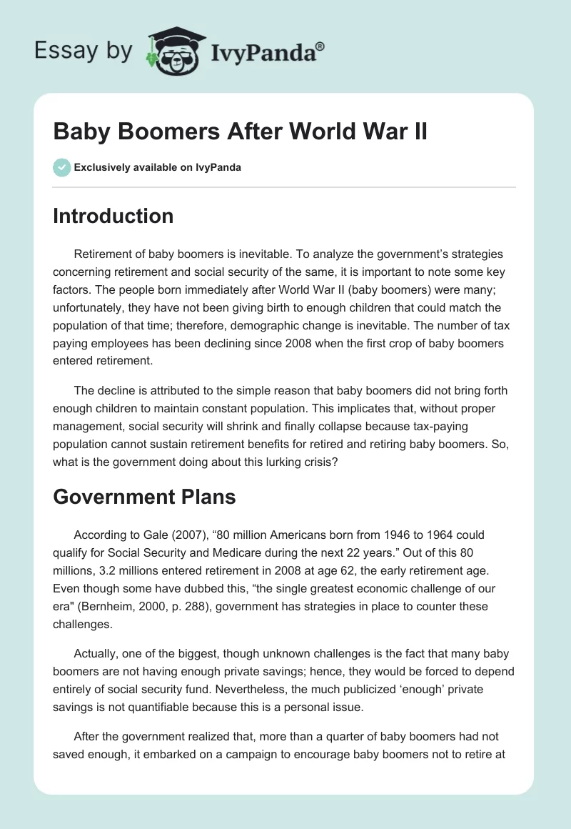 Baby Boomers After World War II. Page 1