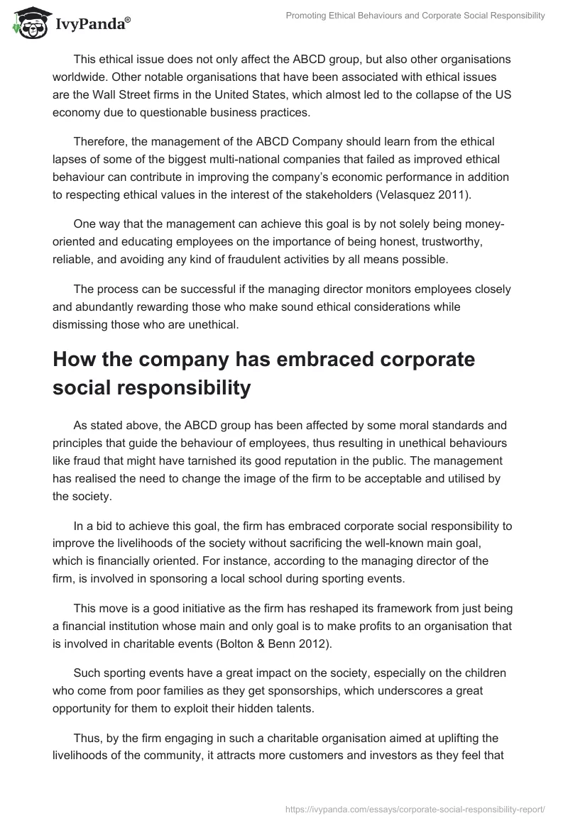 Promoting Ethical Behaviours and Corporate Social Responsibility. Page 3