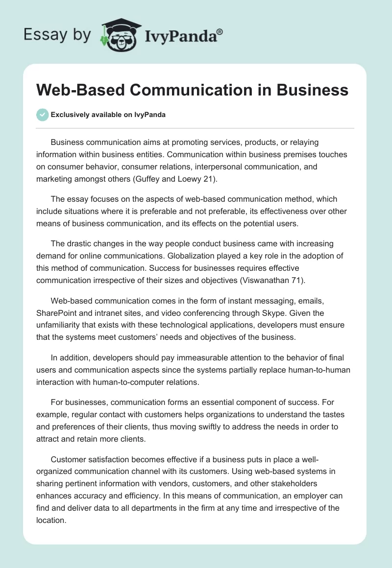 Web-Based Communication in Business. Page 1