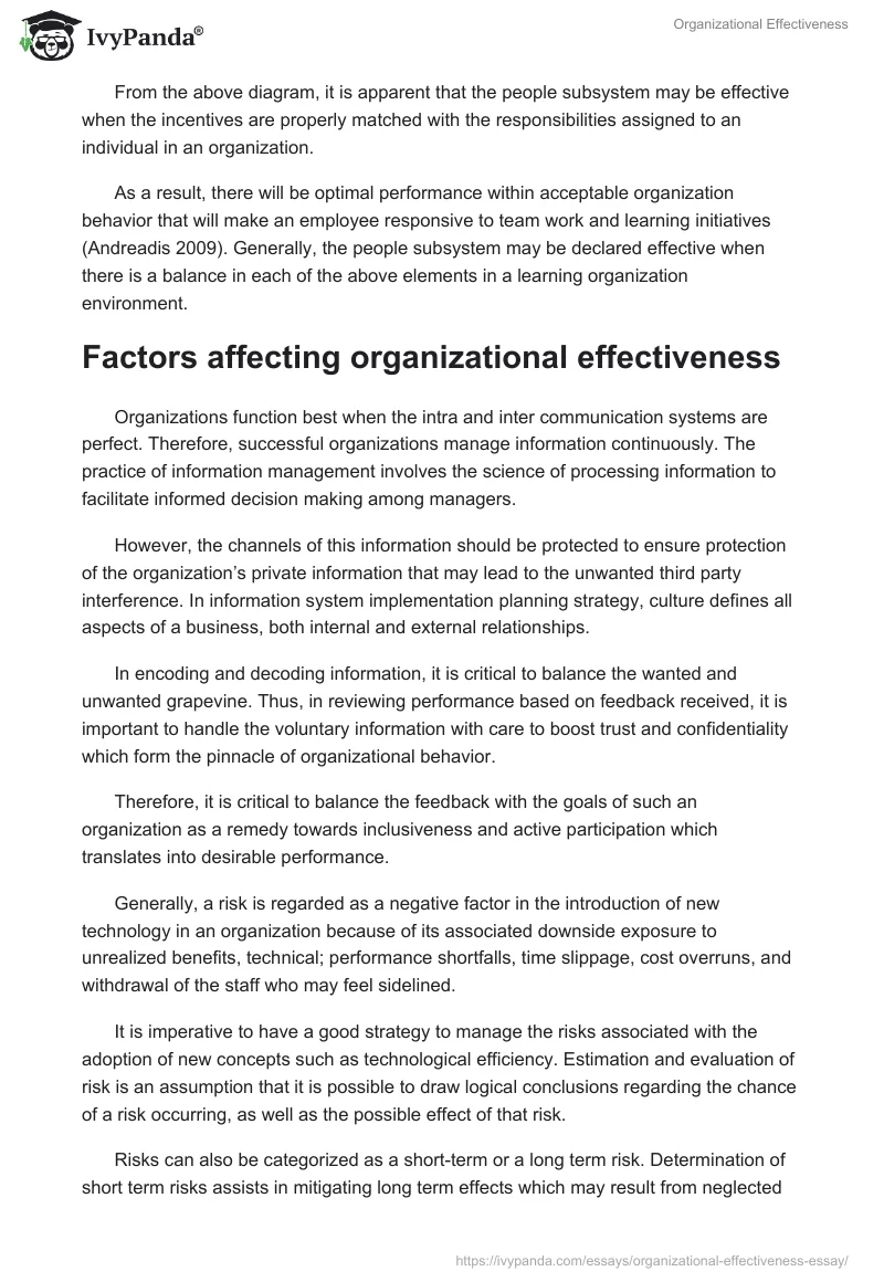 Organizational Effectiveness. Page 2