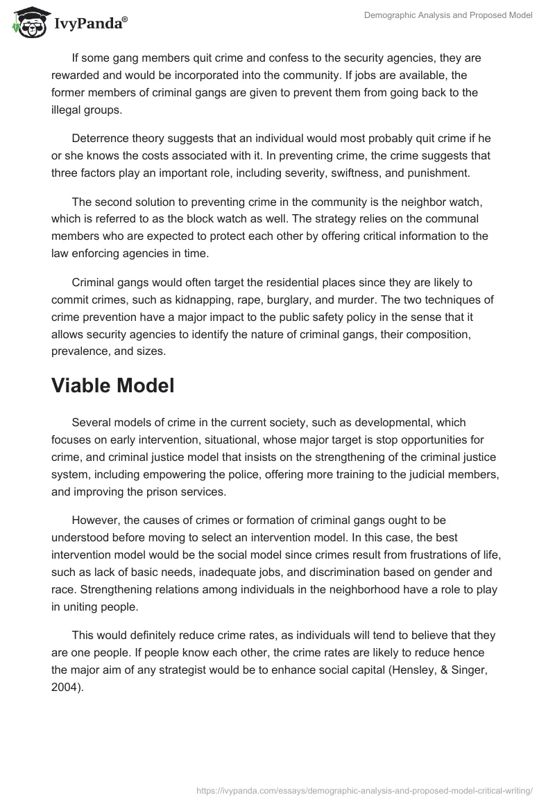 Demographic Analysis and Proposed Model. Page 3