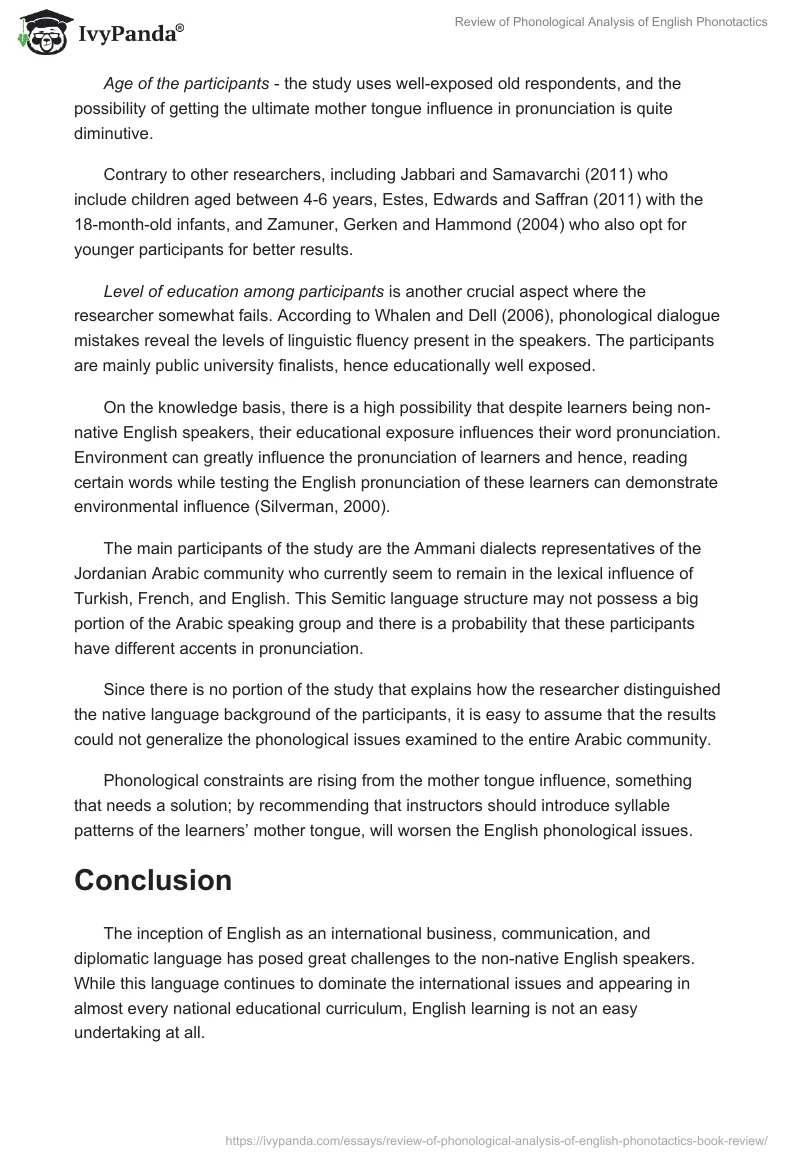 Review of Phonological Analysis of English Phonotactics. Page 4