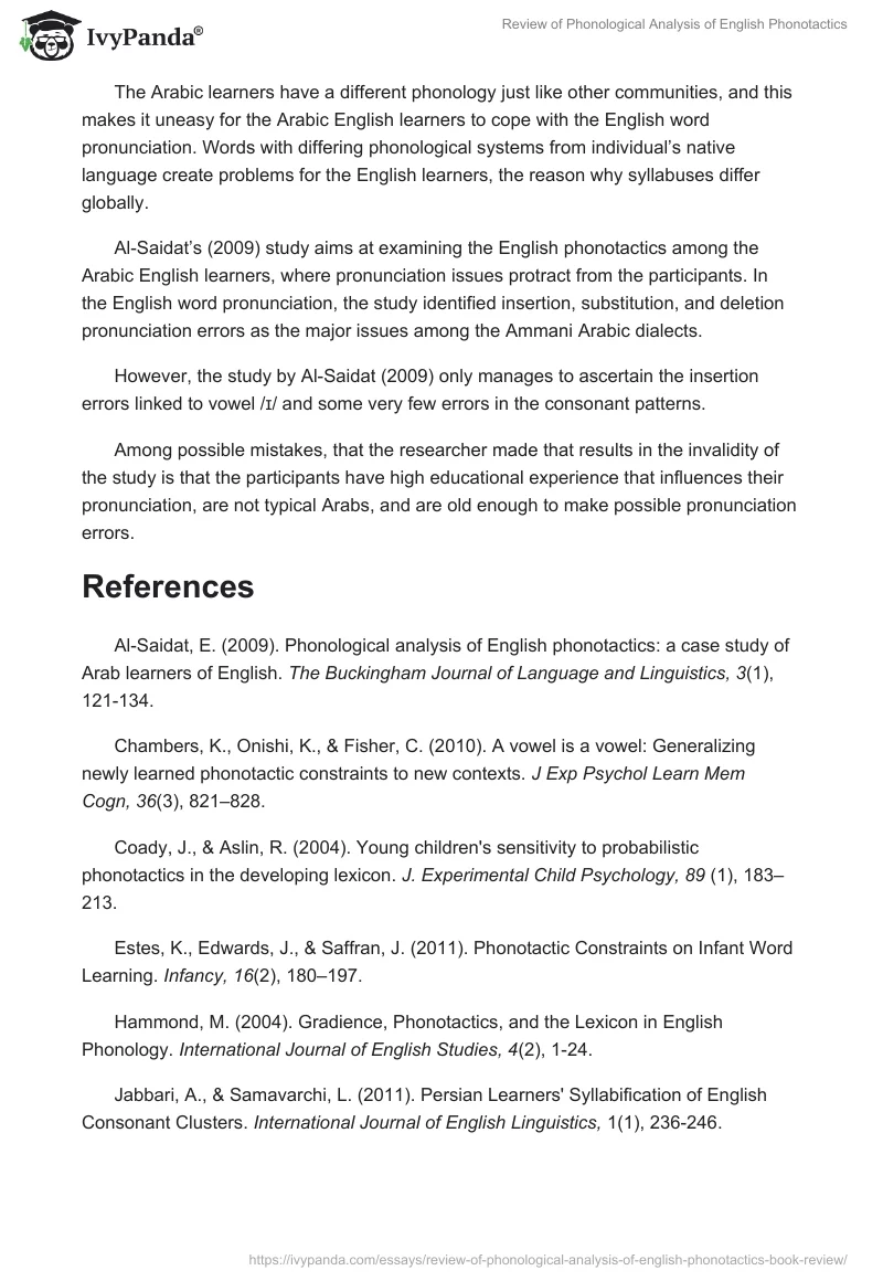 Review of Phonological Analysis of English Phonotactics. Page 5