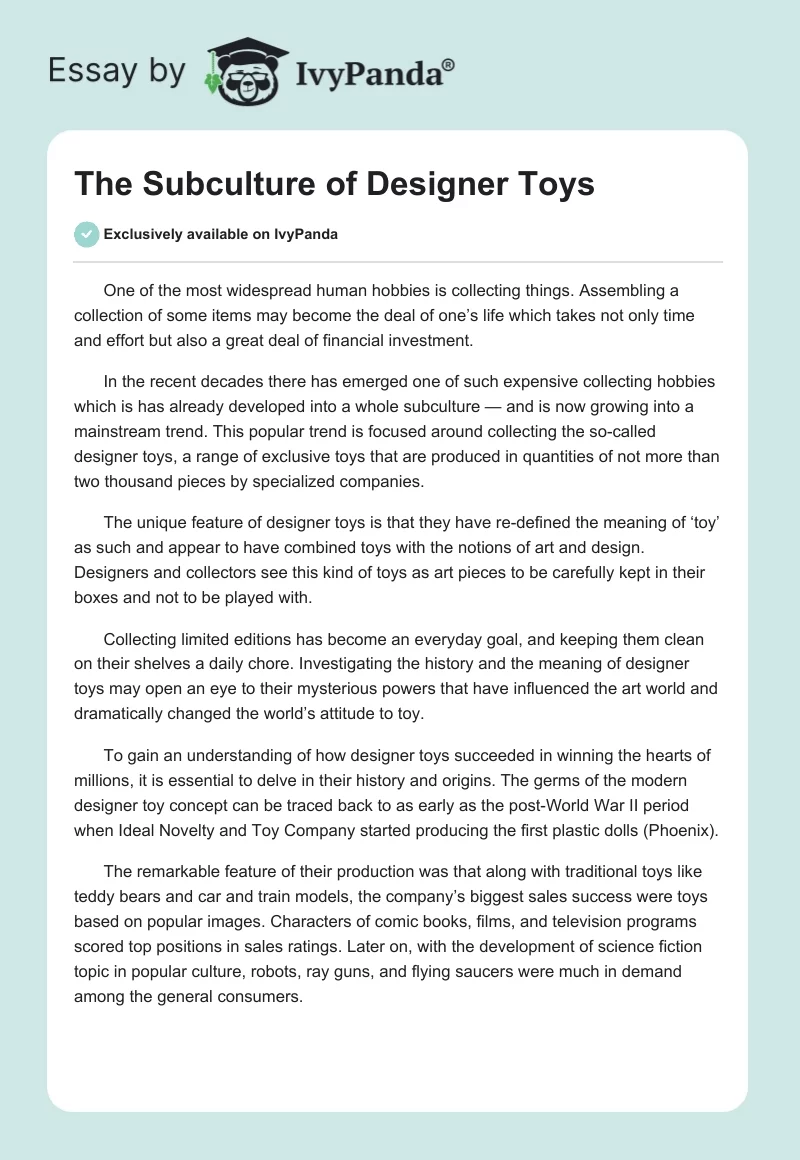 The Subculture of Designer Toys. Page 1