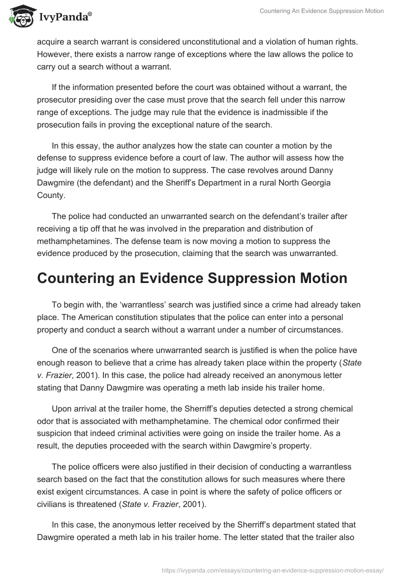 Countering An Evidence Suppression Motion. Page 2