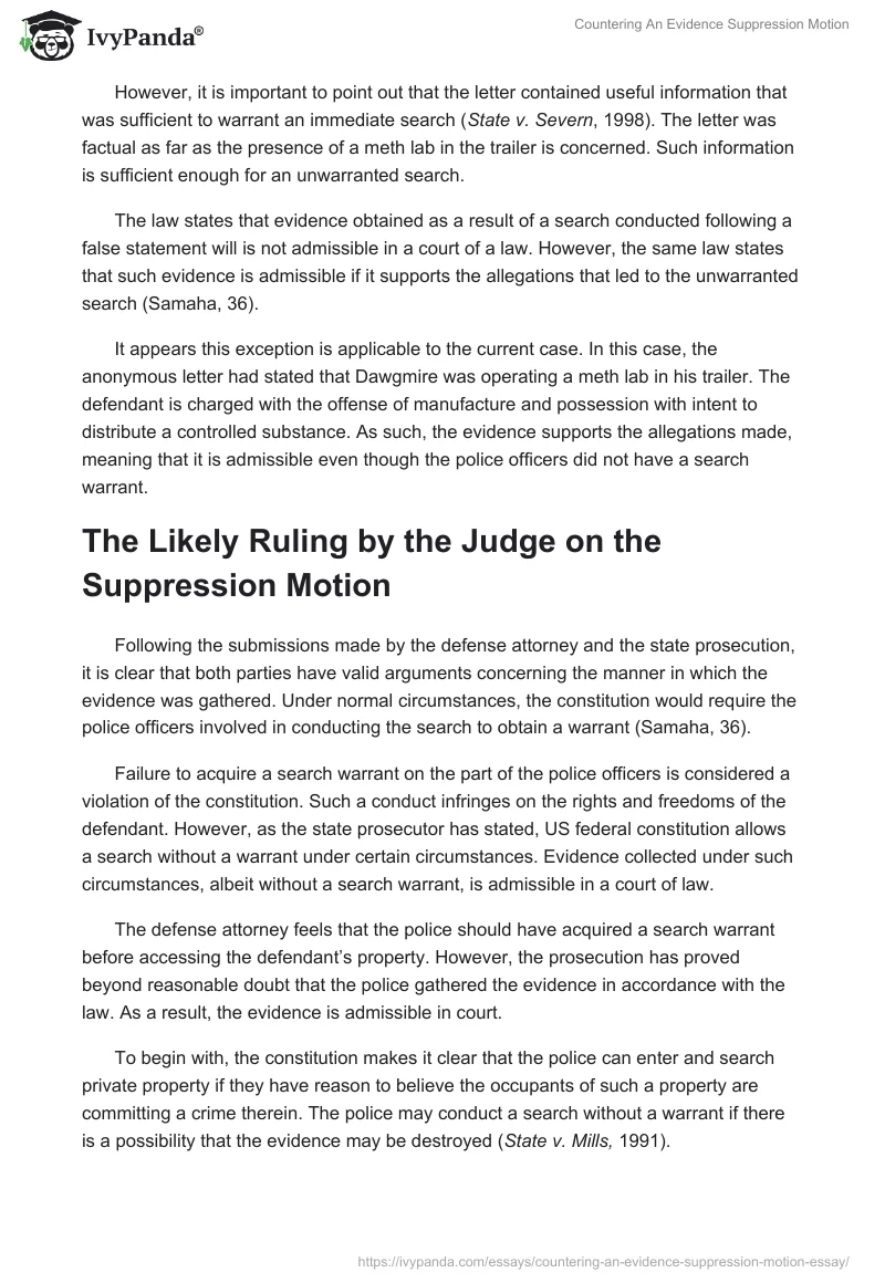 Countering An Evidence Suppression Motion. Page 4