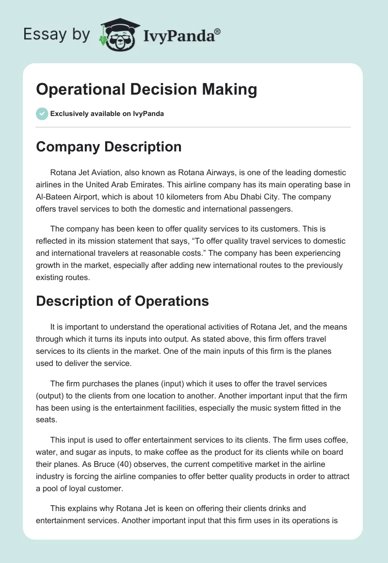 Operational Decision Making. Page 1
