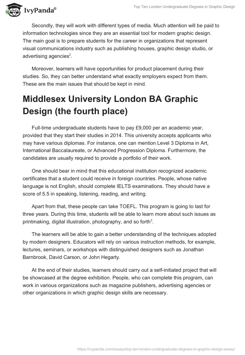 Top Ten London Undergraduate Degrees in Graphic Design. Page 3